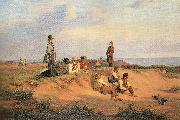 Michael Ancher, maend af skagen en sommeraften i godt vejr